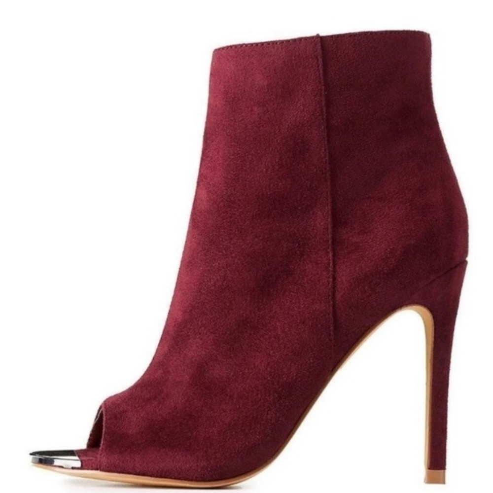 Charlotte Russe velvet silver maroon open …